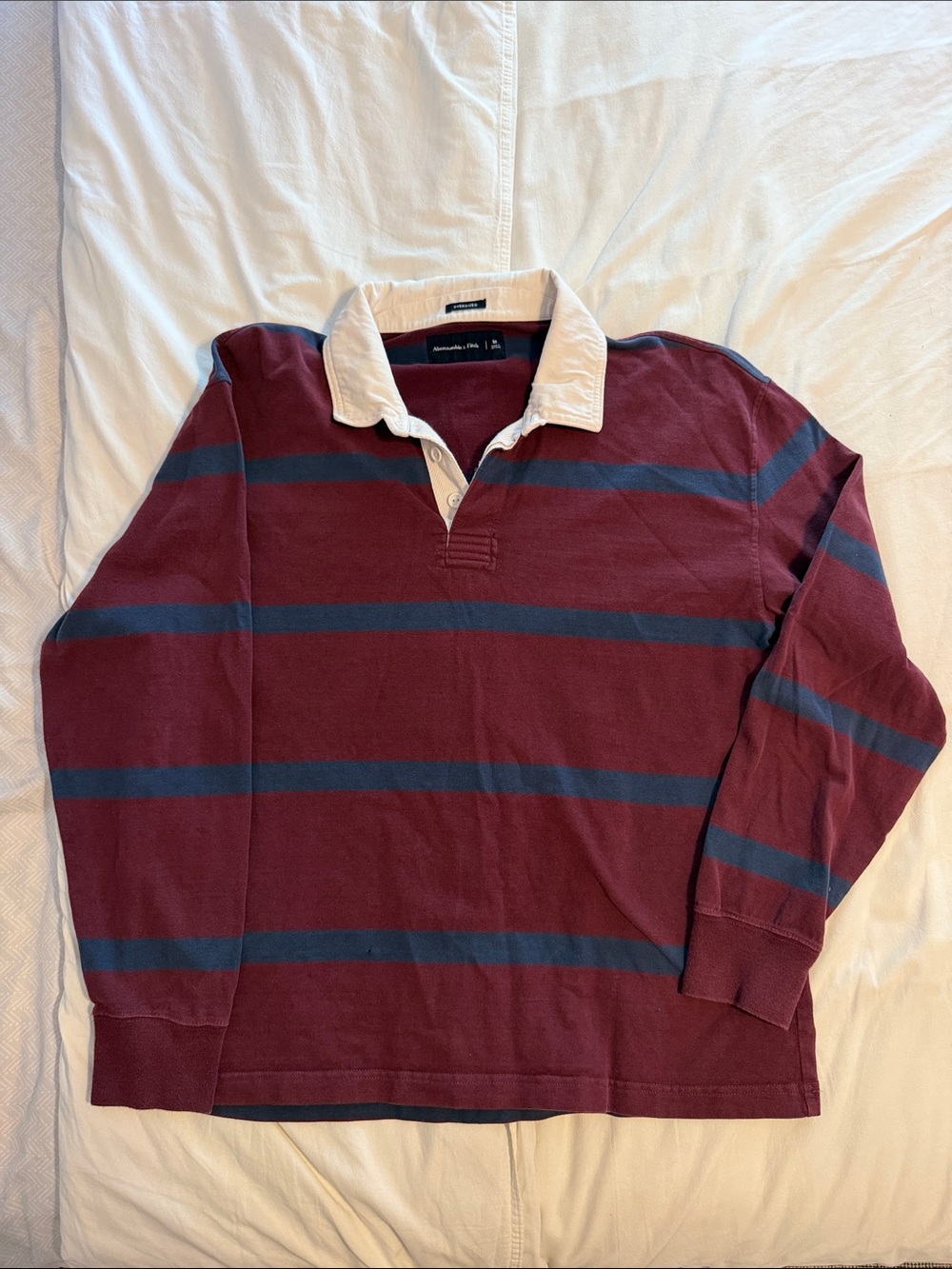 Abercrombie Maroon/Navy Striped Rugby Shirt
